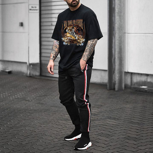 Tiger Graphic Print Men's Short Sleeve T-Shirt