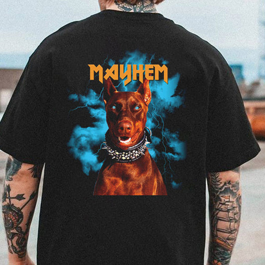 Animal Graphic Print Loose Men's Short Sleeve T-Shirt