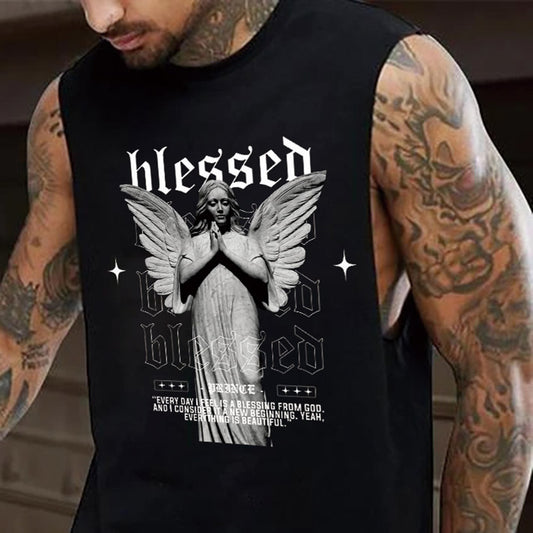 Blessing Graphic Print Loose Men's Tank Top