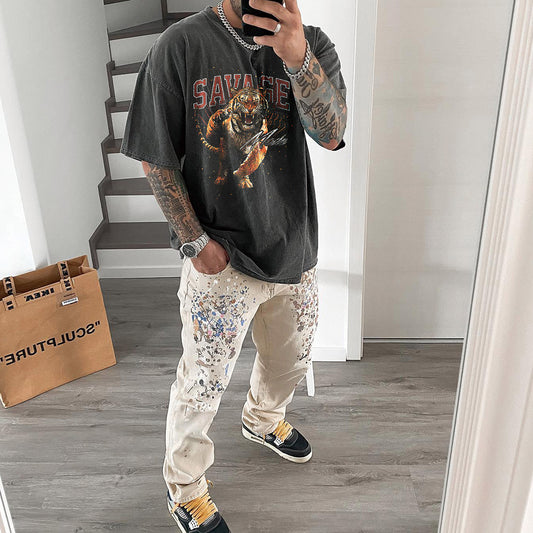 Tiger Graphic Print Men's Short Sleeve T-Shirt