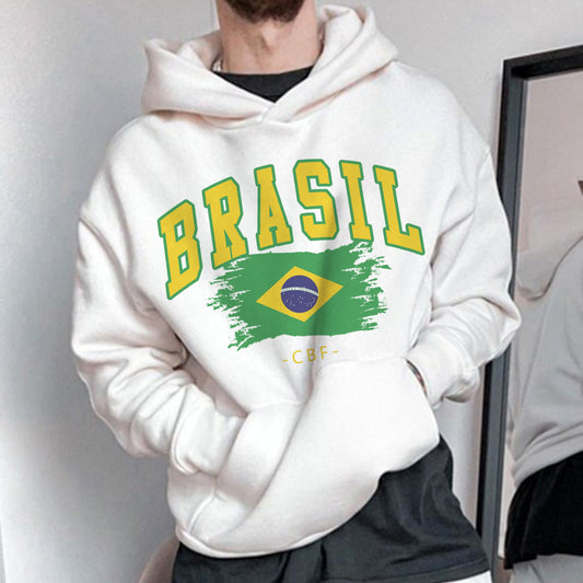 Brasil Soccer Club Print Men's Fleece Hoodie