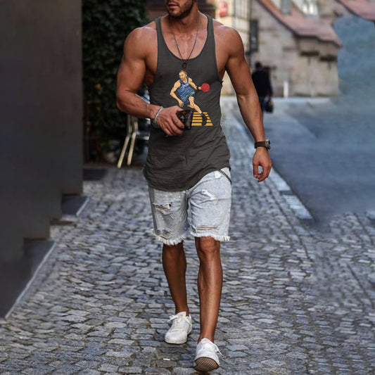 Whimsical Van Gogh Playing Basketball Men's Tank Top