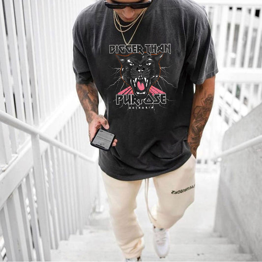 Black Panther Graphic Print Casual Men's T-Shirt