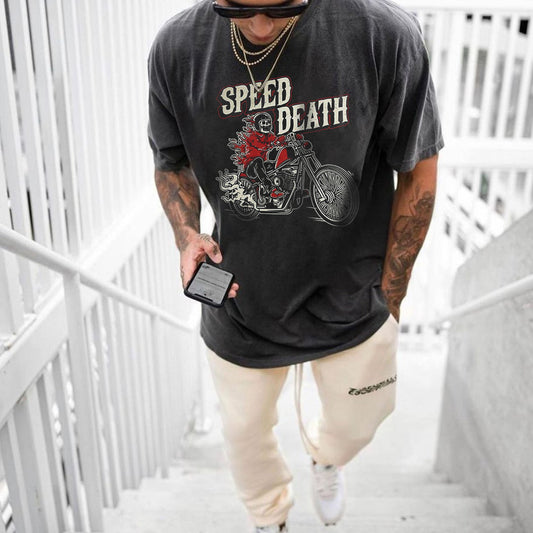 Casual Moto Alphabet Graphic Print Men's T-Shirt