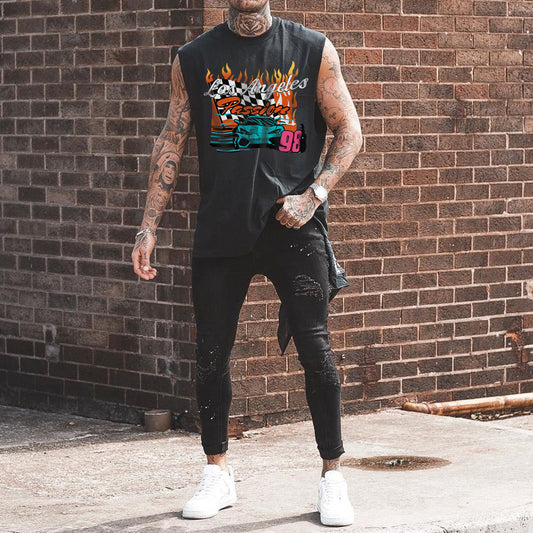 LA Racing Checkerboard Graphic Print Men's Tank Top-B