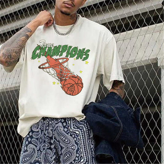 Basketball Champions Print Men's Short Sleeve T-Shirt