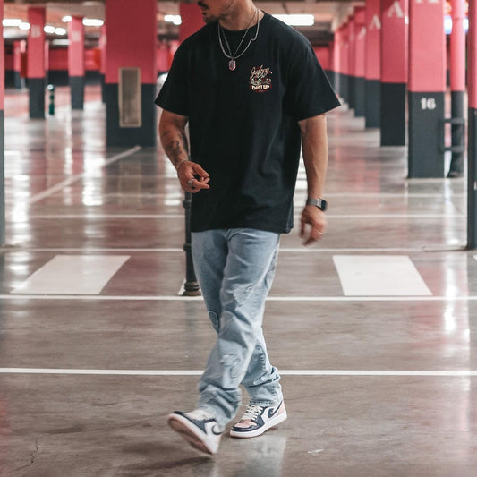 Car Alphabet Graphic Print Casual Loose Short Sleeve Men's T-Shirt