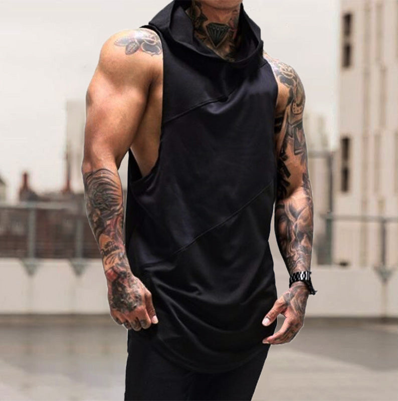 Plain Sports Knit Solid Summer Hooded T-Shirt Vest
