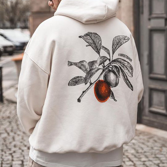 Botanical graphic print casual men's sweatshirt