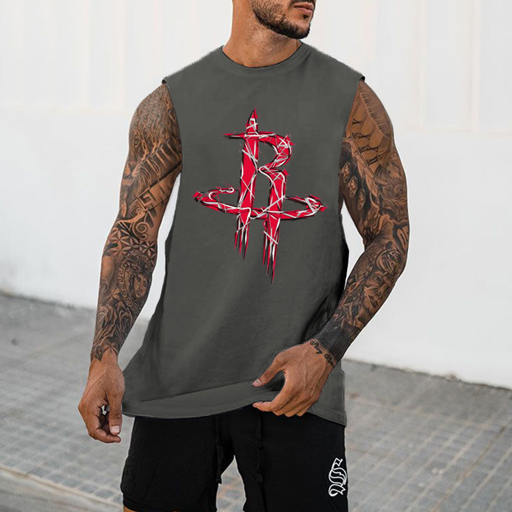 Rocket Graphic Print Casual Men's Tank Top-B