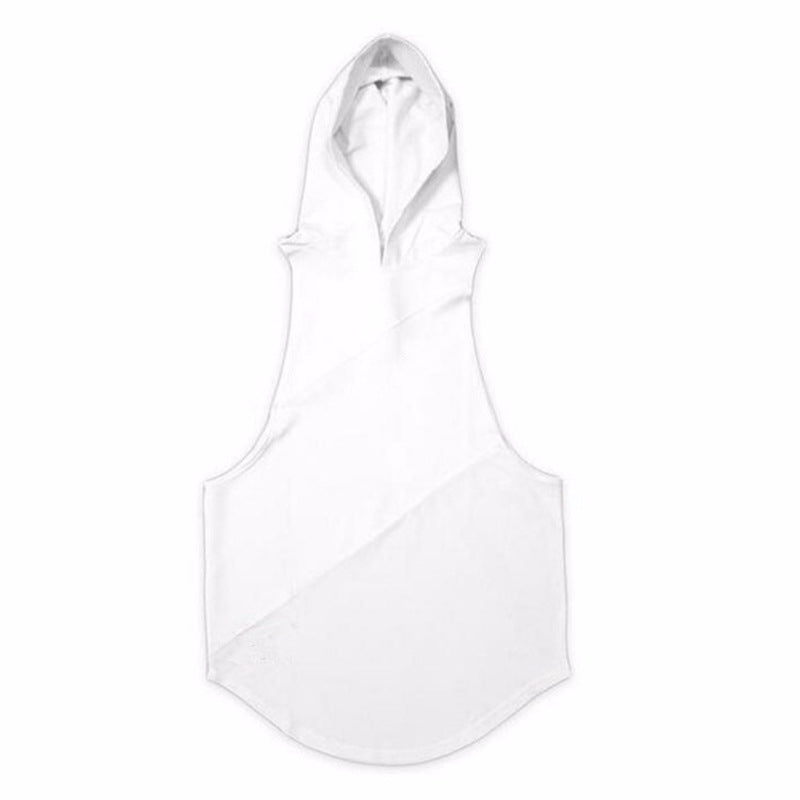 Plain Sports Knit Solid Summer Hooded T-Shirt Vest
