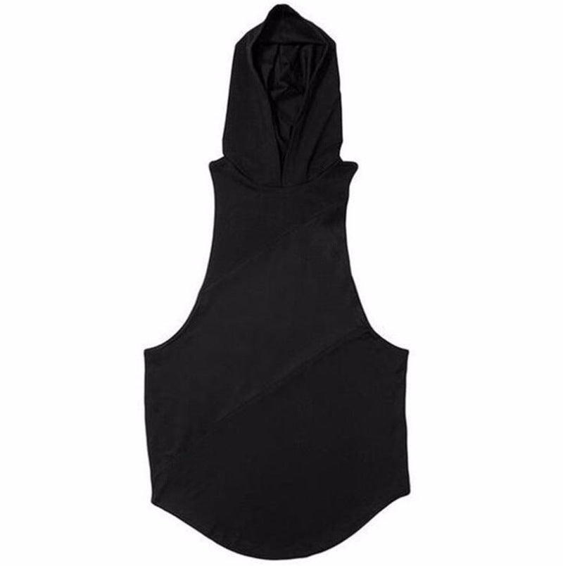 Plain Sports Knit Solid Summer Hooded T-Shirt Vest