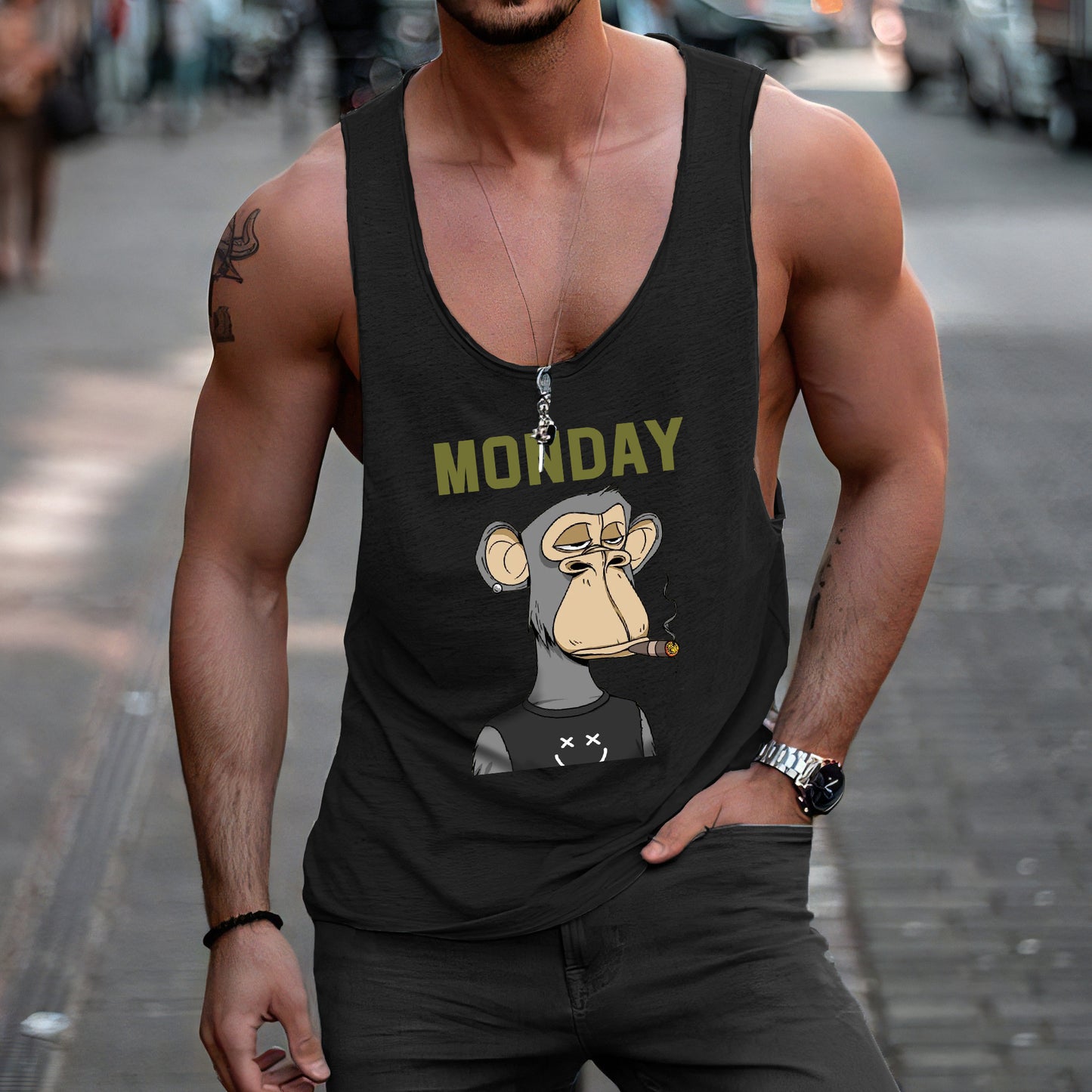 Monday NFT Graphic Print Men's Tank Top