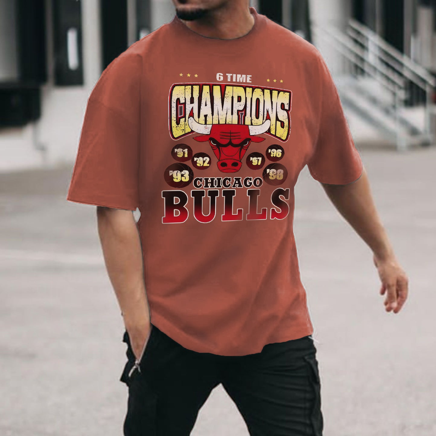 Men Black Street Style Bull Graphic Crew Neck T-Shirt