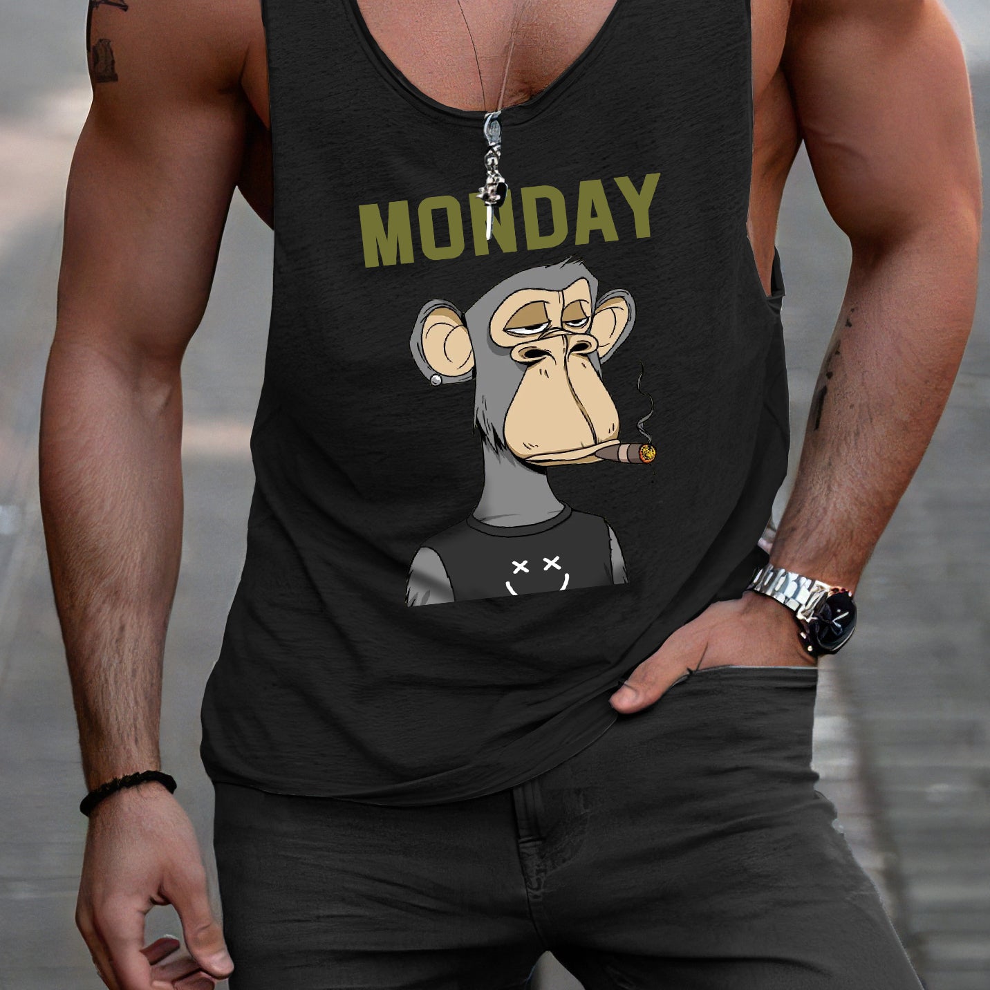 Monday NFT Graphic Print Men's Tank Top