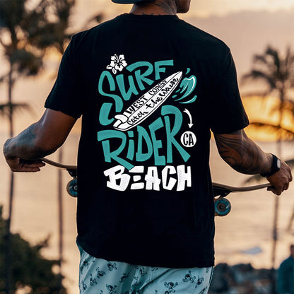 Surf Rider Letter Print Men's Oversize T-shirt Big & Tall