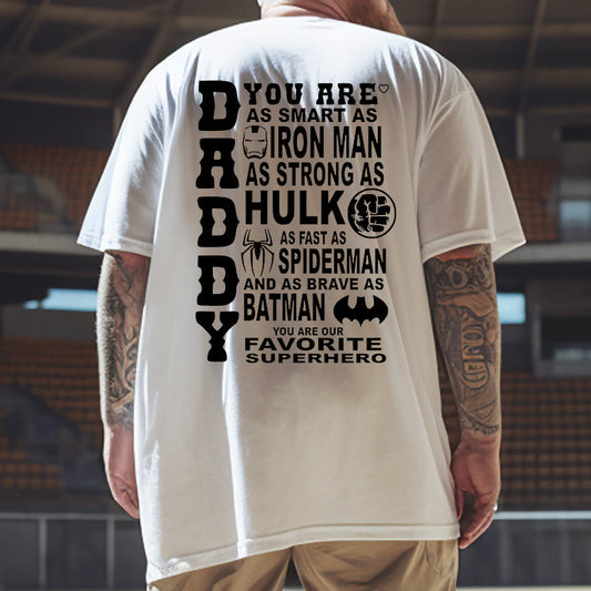 Gift For Dad Men's Letter Print White T-shirt Big & Tall