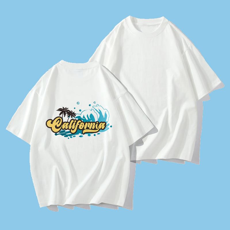 California Wave Print Men's Short Sleeve T-shirt Big & Tall