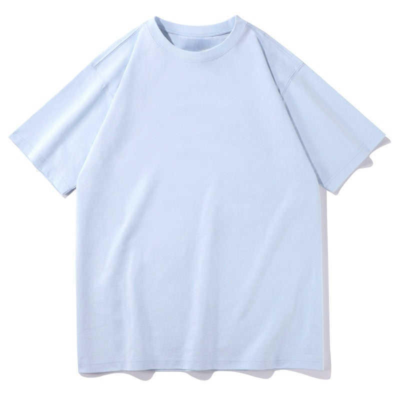 Men's Plain Color Oversized Cotton T-shirt -Light Blue
