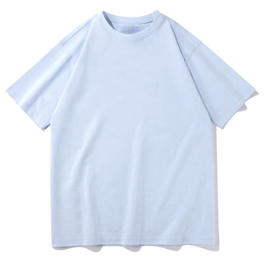 Men's Plain Color Oversized Cotton T-shirt -Light Blue