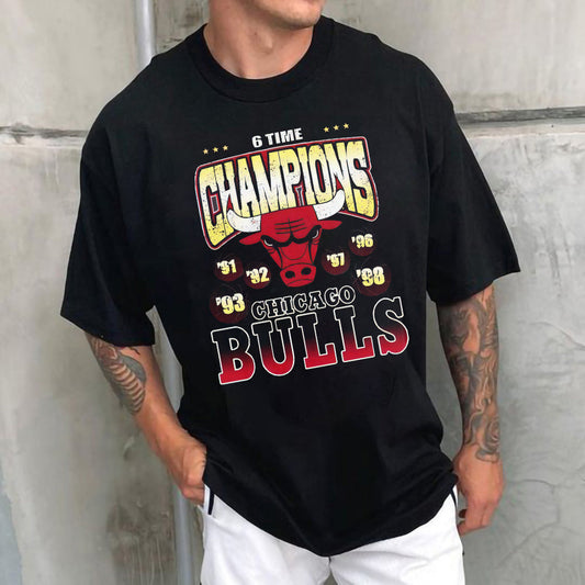 Men Black Street Style Bull Graphic Crew Neck T-Shirt