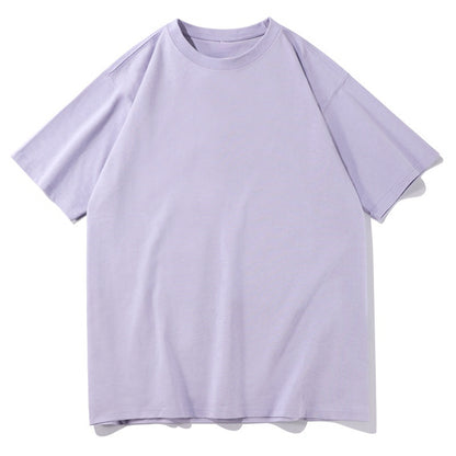 Men's Plain Color Oversized Cotton T-shirt -Light Purple