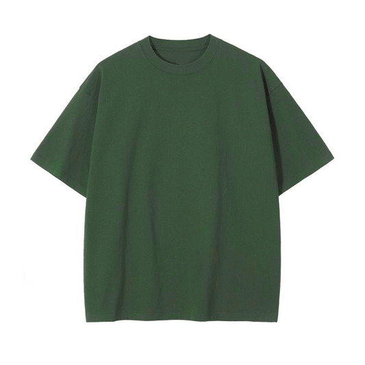 Men's Plain Color Oversized Cotton T-shirt -Green