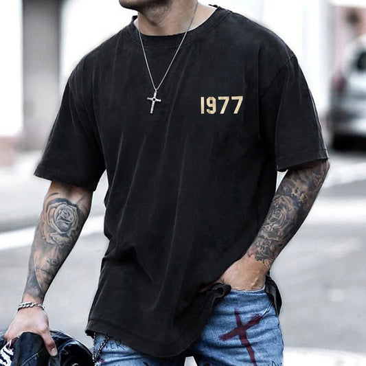 1977 Men's Numeric Year Crew Neck T-Shirts Big & Tall