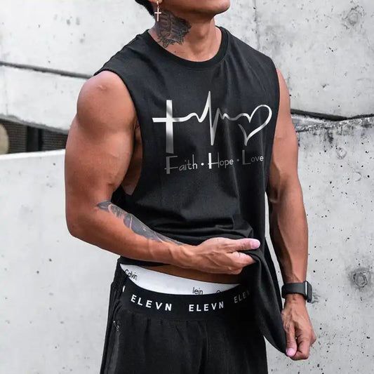 Faith Hope Love Men's Fashion Streetwear Tank Tops-B