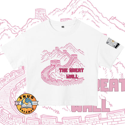 The Pink Color Great Wall Print Kids QR Code Story Tee