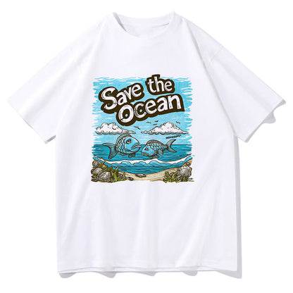 Men's Ocean Defender Fish Print Oversized T-shirt Big & Tall