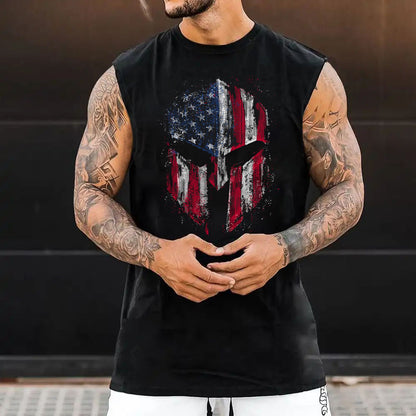 American Flag Graphics Men's Casual Tank Tops-C