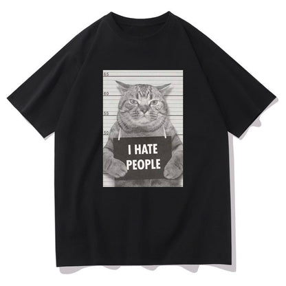 Men's Funny Cat Print Oversized T-shirt Big & Tall