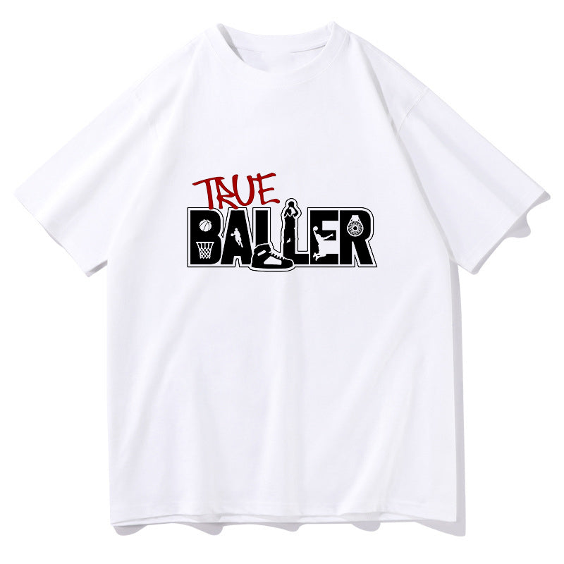 Basketball-inspired True Baller Letter Print Tee