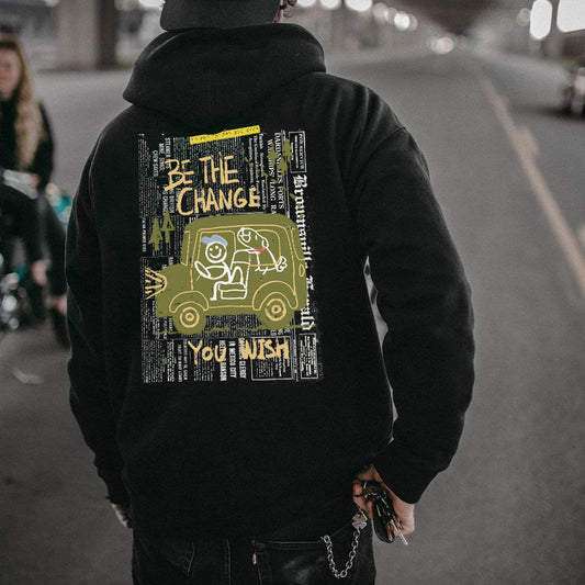 Graffiti Letter Print Men's Fleece Sweatshirt