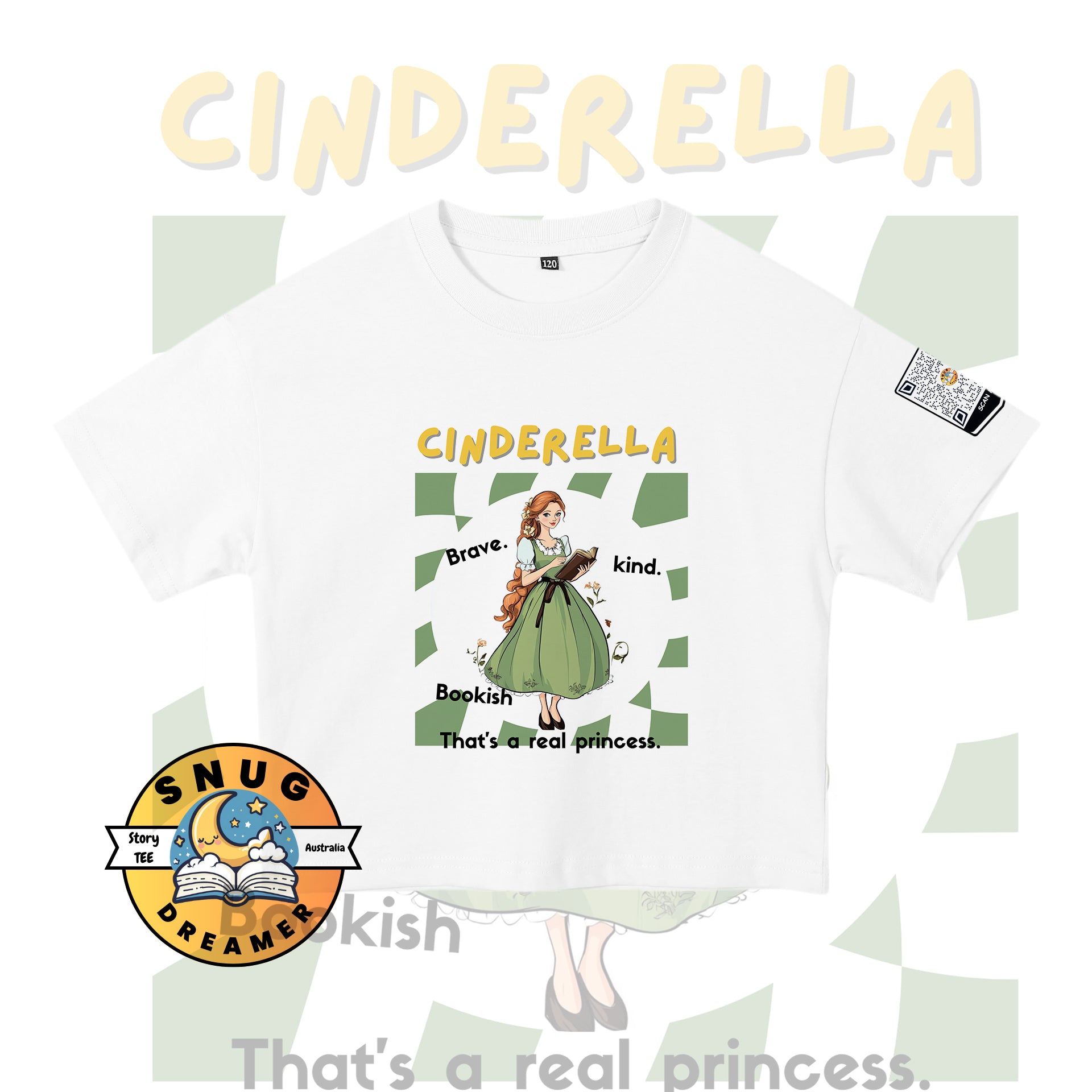 Educational fairy tale shirt for girls – QR code unlocks original Cinderella-inspired story