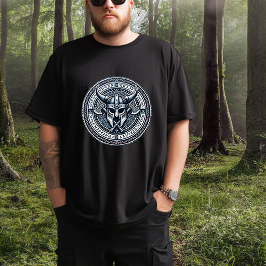 Viking Armor and Axe Print Men's Short Sleeve T-Shirt BIg & Tall