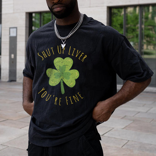 Men's Classic Shamrock Humor Phrase Print Tee