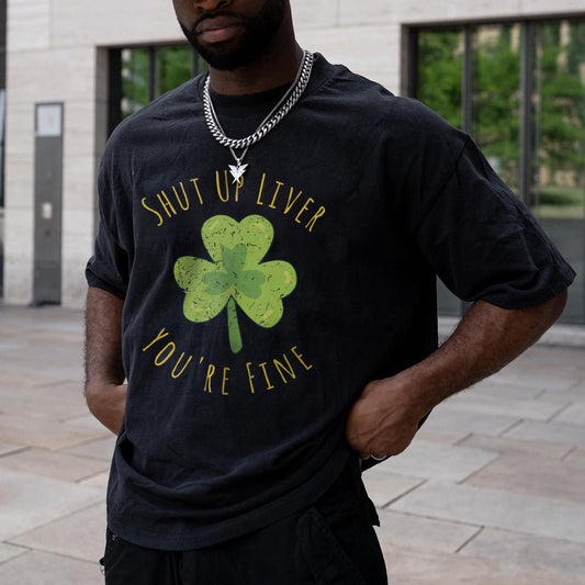 Men's Classic Shamrock Humor Phrase Print Tee Big & Tall
