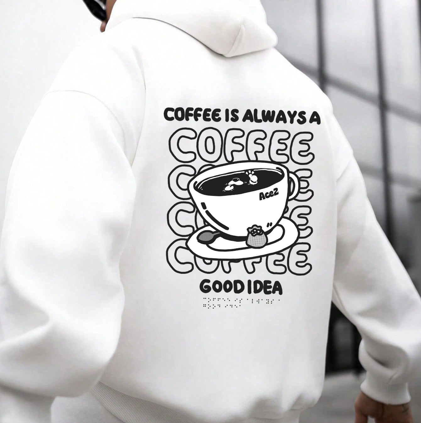 Coffee Print Men's Fleece Hoodie