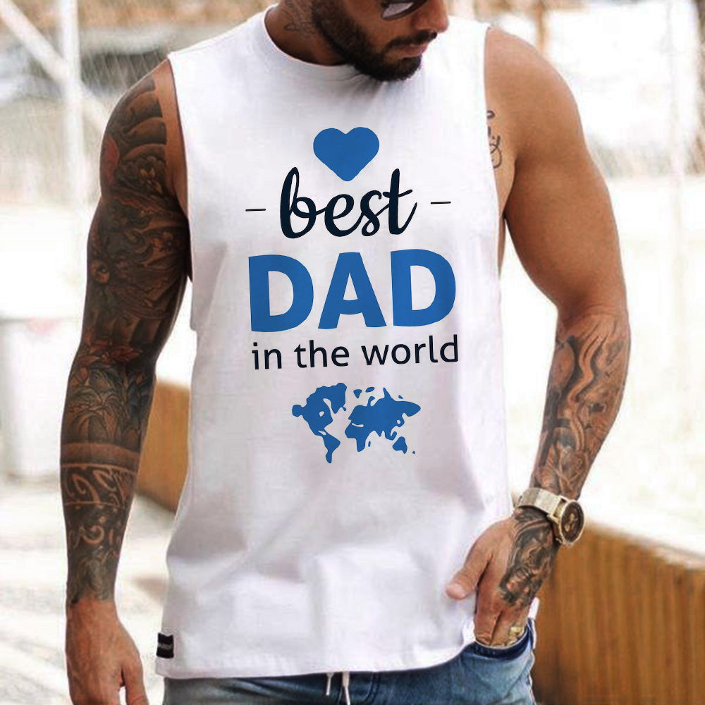 Best Dad Letter Print Men's Tank Father's Day Gift