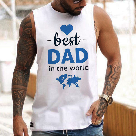 Best Dad Letter Print Men's Tank Father's Day Gift