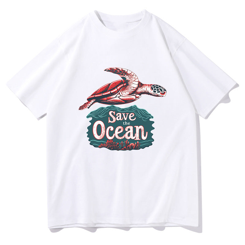 Men's Sea Turtle Print Oversized T-shirt