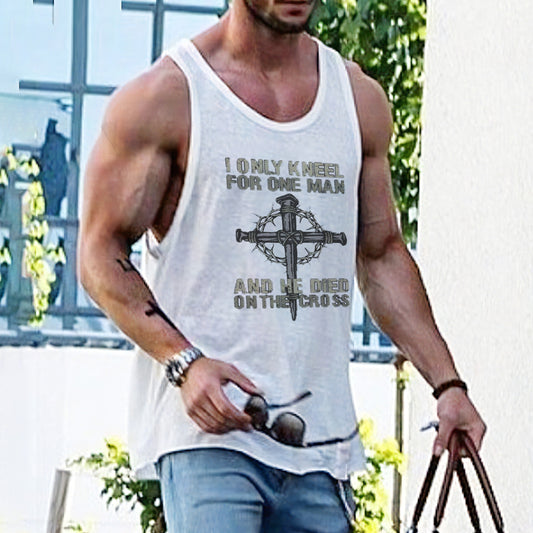 Men's Streetwear Cross Print Tank Top-A