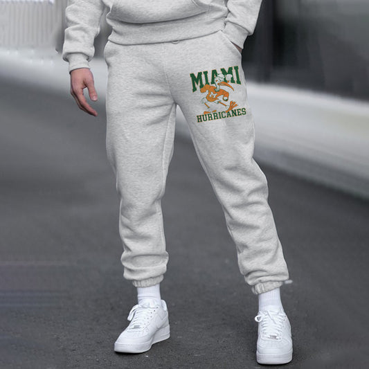 Miami Hurricanes Men's Casual Streetwear Fleeced Sweatpants