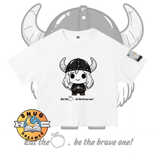 Little Viking adventure storytelling shirt with QR code for children aged 3–10
