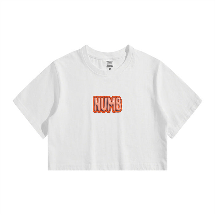 NUMB Letter Print Lady's Crop Tee