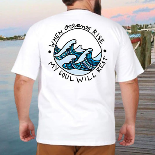 The Great Ocean Waves Men's Cotton T-Shirt Big & Tall