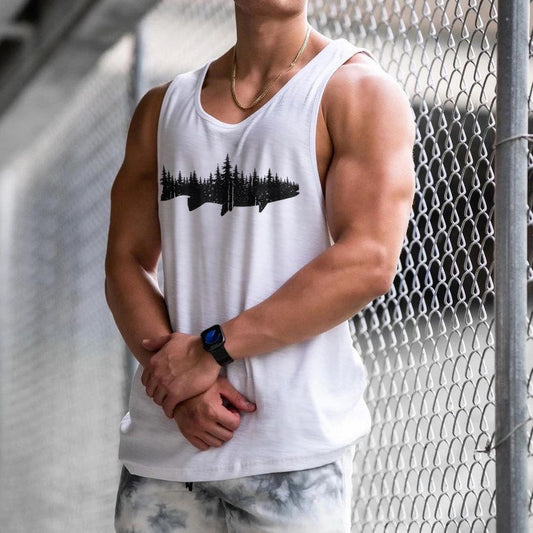 Fish Graphic Print Men's Tank Top-A