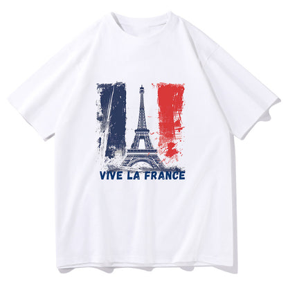 Eiffel Tower and France Flag Men's Casual T-shirt